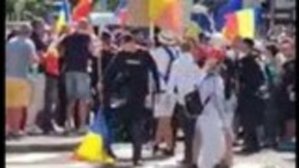 Jandarmeria Bucureşti demontează un fake-news viral cu un jandarm care ar călca intenţionat drapelul