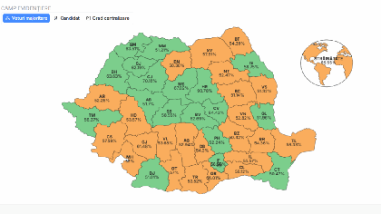 Rezultate finale alegeri în România. Ce județe a câștigat Nicușor Dan și ce județe a câștigat George Simion