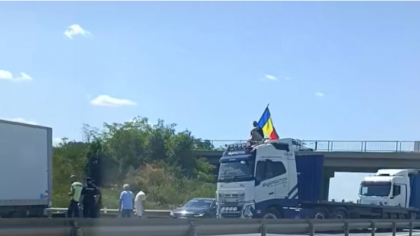 Protest pe Autostrada A1: Trafic blocat pe sensul Pitești – București de un șofer de camion
