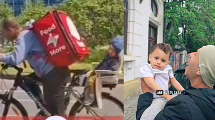 Poveste cu final fericit: tatăl care livra mâncare cu fiul adormit pe bicicletă și-a împlinit visul. Oameni cu suflet mare au făcut imposibilul posibil