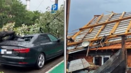 Copil rănit de acoperișul unei case smuls de furtună, în Timiș. A fost dus de urgență la spital VIDEO FOTO