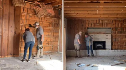 Doi soți care își renovau singuri casa veche au avut un „șoc complet” când au văzut ce era în pereții acesteia
