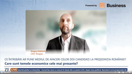 ZF Live. Dragoş Damian, CEO al Terapia Cluj: Trebuie să creăm o tradiţie să ne reindustrializăm. Cei doi candidaţi la preşedinţie vorbesc de inteligenţă artificială, că e viitorul, dar va fi un viitor doar de importuri