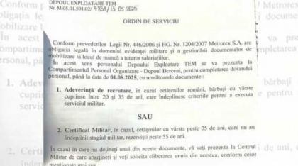 Avertisment de la MApN: Document intern Metrorex, folosit într-o nouă campanie de dezinformare despre mobilizarea rezerviștilor