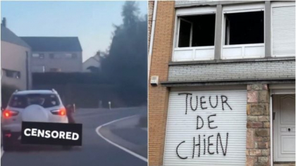 Mulțime furioasă incendiază casa unui bărbat care și-a chinuit câinele, trăgându-l cu mașina mai mulți kilometri I VIDEO
