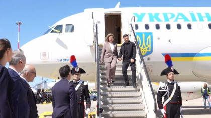 VIDEO. Președintele Ucrainei, Volodimir Zelenski, a sosit la Roma; este așteptat să se întâlnească cu Papa și președintele Italiei