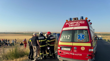 Un autocar cu 60 de ucraineni s-a răsturnat pe DN22, în Constanța