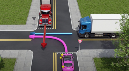 Testul rutier dificil, doar șoferii adevărați răspund corect. În ce ordine vor putea trece mașinile prin intersecție