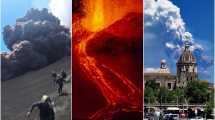 Sunt reale imaginile cu turiști fugind de norul de cenușă de pe Etna? Controversă în online la două săptămâni de la erupția vulcanului