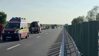 Accident grav pe Autostrada Soarelui: un autocar s-a răsturnat la Călărași. A fost activat Planul Roșu de Intervenție