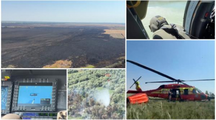 Incendiile de vegetație au făcut pagube în mai multe zone din țară. Două elicoptere Black Hawk au intervenit