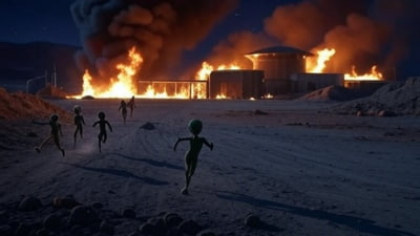 Incendiul de lângă Area 51 reaprinde teoriile conspirației cu extratereștri VIDEO
