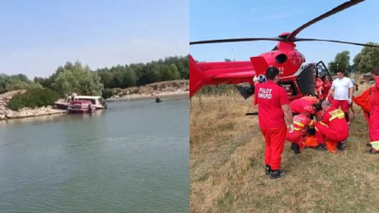O barcă a intrat în mal la Maliuc, Tulcea. 12 persoane erau în ambarcațiune. A intervenit elicopterul SMURD