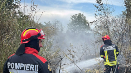 Incendiu de vegetație în Toulouges, Franța. Pompierii români intervin la stingerea lui