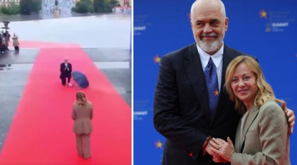 Premierul Albaniei a îngenuncheat în faţa Giorgiei Meloni, scena a fost filmată la Summitul CPE. Cum i s-a adresat lui Emmanuel Macron