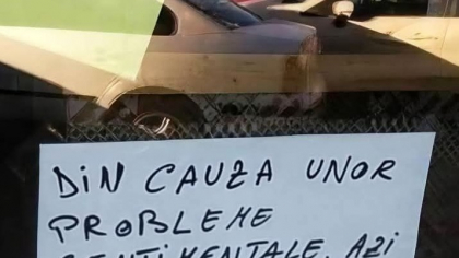 Mesajul VIRAL lipit pe ușa unui magazin din București: ”Din cauza unor probleme sentimentale, azi…”