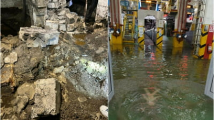 Un perete de la metrou s-a prăbușit, din cauza infiltrațiilor cauzate de ploile căzute în această săptămână în Capitală