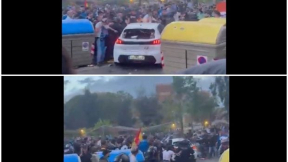 Momentul în care o maşină a intrat în fanii echipei Espanol înaintea derbiului cu Barca. 13 persoane au fost rănite I VIDEO 