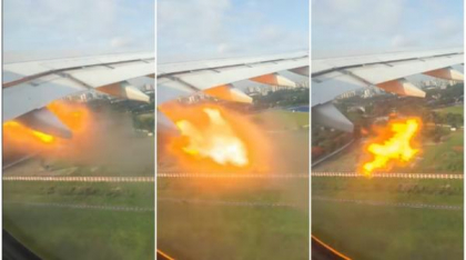 Panică la bordul unui avion Turkish Airlines. Momentul în care un motor ia foc imediat după decolare