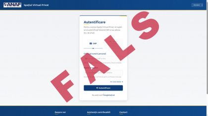 Înșelăciune în numele ANAF. Un site fals care imită identitatea Fiscului colectează ilegal date personale
