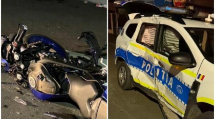 O mașină de Poliție a lovit în plin un motociclist, în Giurgiu. Băiatul de 17 ani a murit