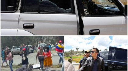 Momentul în care mașina președintelui Ecuadorului e atacată de sute de persoane. Au fost găsite inclusiv urme de gloanțe