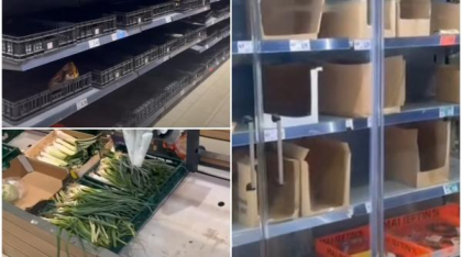Imagini din magazinele goale din Constanța. Pe rafturi a mai rămas doar ceapă verde după apelul autorităților de a face provizii