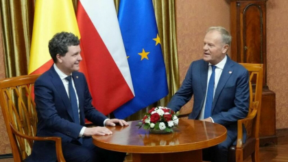Nicușor Dan a ajuns la Varșovia și s-a întâlnit cu premierul Donald Tusk