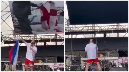 Furie la Moscova. Un cântăreț georgian a mimat urinarea pe steagul Rusiei în timpul unui concert la Tbilisi
