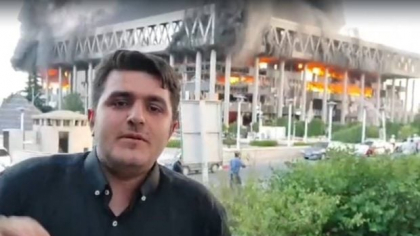Momentul în care televiziunea de stat iraniană va fost lovită în timpul unei transmisiuni TV în direct