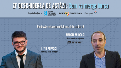 ZF DESCHIDEREA DE ASTĂZI. Cum va merge bursa. Urmăriţi o discuţie marţi, 6 mai 2025, ora 09.30 cu Marcel Murgoci, Director de tranzacţionare, Estinvest