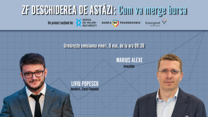 ZF DESCHIDEREA DE ASTĂZI. Cum va merge bursa. Urmăriţi o discuţie vineri, 9 mai 2025, ora 09.30 cu Marius Alexe, investitor pe piaţa de capital