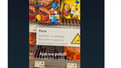 Mesajele scandaloase de avertizare în limba română împotriva furtului, pe rafturile unui supermarket dintr-o țară europeană. „Mai mare umilință nu există, ce rușine îmi e”