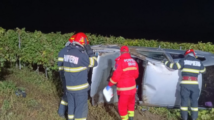 Un șofer vitezoman a ajuns cu mașina într-o plantație de vie. Patru persoane au fost rănite