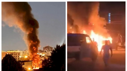 Cinci autoturisme au ars în curtea ADP, într-un incendiu de proporții în sectorul 3. Clădirea instituției era în pericol