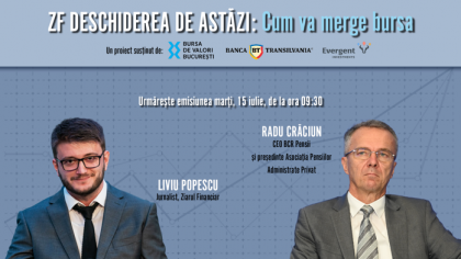 ZF DESCHIDEREA DE ASTĂZI. Cum va merge bursa. Urmăriţi o discuţie marţi,15 iulie 2025, ora 09.30 cu Radu Crăciun, CEO BCR Pensii şi preşedinte Asociaţia Pensiilor Administrate Privat