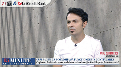 ZF 15 minute cu un antreprenor, un proiect Ziarul Financiar şi UniCredit Bank. Radu Dumitrescu, fondatorul SHC, grupul care a preluat Raionul de Peşte: Ne uităm şi la alte achiziţii, dar avem nevoie de timp să aşezăm businessul. Totodată, ne gândim să mergem cu brandurile existente şi în alte oraşe