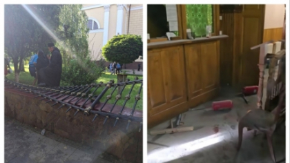 VIDEO Bătaie la Catedrala Metropolitană din Cernăuţi. Preoți agresați de mai mulți tineri mascați
