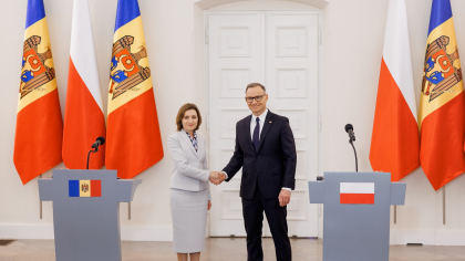 Varșovia: Maia Sandu i-a mulțumit președintelui polonez Andrzej Duda pentru sprijinul acordat Ucrainei