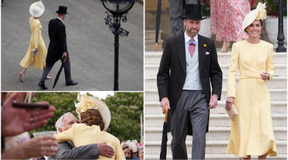 Kate și William, la petrecerea din grădina Palatului Buckingham, după 2 ani de absență. Pălăria prințesei a devenit sursă de zvonuri