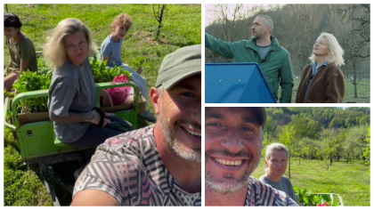 Cum își îngrijesc Dana Nălbaru și Dragoș Bucur grădina de la țară. Au tot ce le trebuie în gospodărie: „Am luat răsaduri”