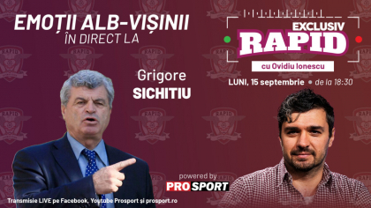 Rapid continuă lupta pentru titlu, iar noi vă așteptăm la „EXCLUSIV RAPID” în direct pe YouTube – ProSport, de la ora 18:30, alături de Grigore Sichitiu!