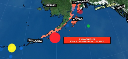 Aviz de tsunami în urma unui cutremur puternic de 7,3 grade, localizat lângă o insulă din Alaska