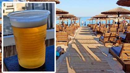 Cât costă o bere pe plajă în Thasos. Imagini realizate de o turistă româncă bulversată de prețuri
