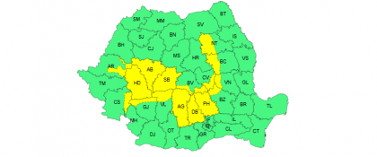 Cod galben de furtuni în 16 județe. Ploi torențiale, grindină și vijelii