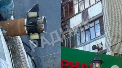 Fragment de rachetă înfipt în balconul unui apartament din apropierea Moscovei, după atacul ucrainean cu drone de noaptea trecută | VIDEO