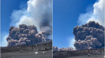 Vulcanul Etna din Sicilia a erupt din nou. Norul de cenușă a ajuns la 6.000 de metri înălțime