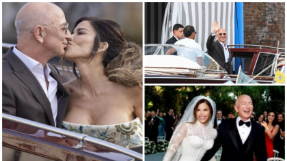 Imagini spectaculoase de la nunta lui Jeff Bezos cu Lauren Sanchez. Mireasa a strălucit într-o rochie Dolce &amp; Gabbana