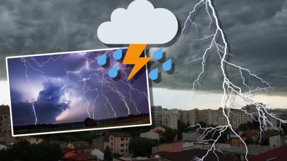 Fenomene extreme în jumătate de ţară. ANM a actualizat hărţile meteo, unde lovesc furtunile