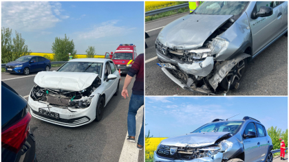 Vacanța de 1 Mai a început prost! Accident cu 6 mașini pe Autostrada A2, sensul Bucureşti – Constanţa